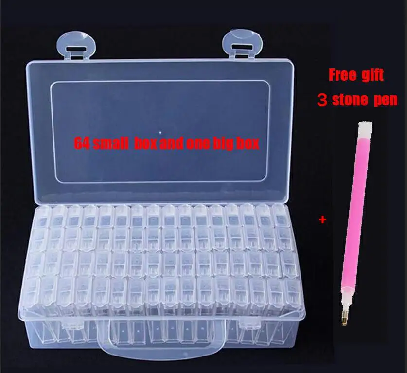 64 box 3 head pen 64 слота коробки для хранения алмазной живописи для 5D алмазная живопись Вышивка Чехол с 64 шт. маркер наклейка чехол для организации - Цвет: 64 box 3 head pen
