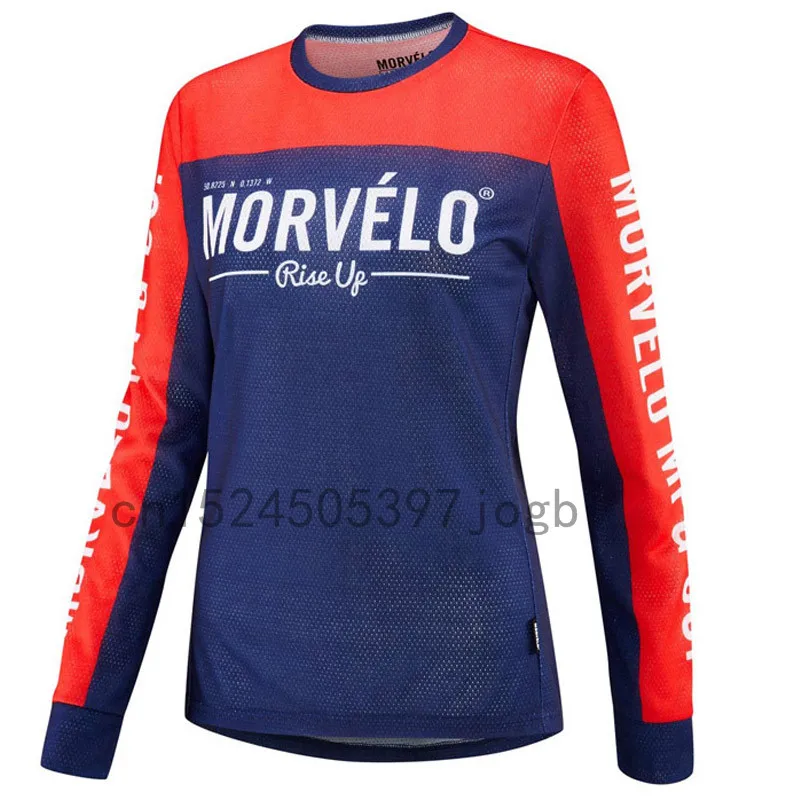 Новые весенние женские футболки Morvelo с длинным рукавом MTB Дорожный велосипед Велоспорт Джерси анти-УФ велосипед одежда Maillots Ciclismo