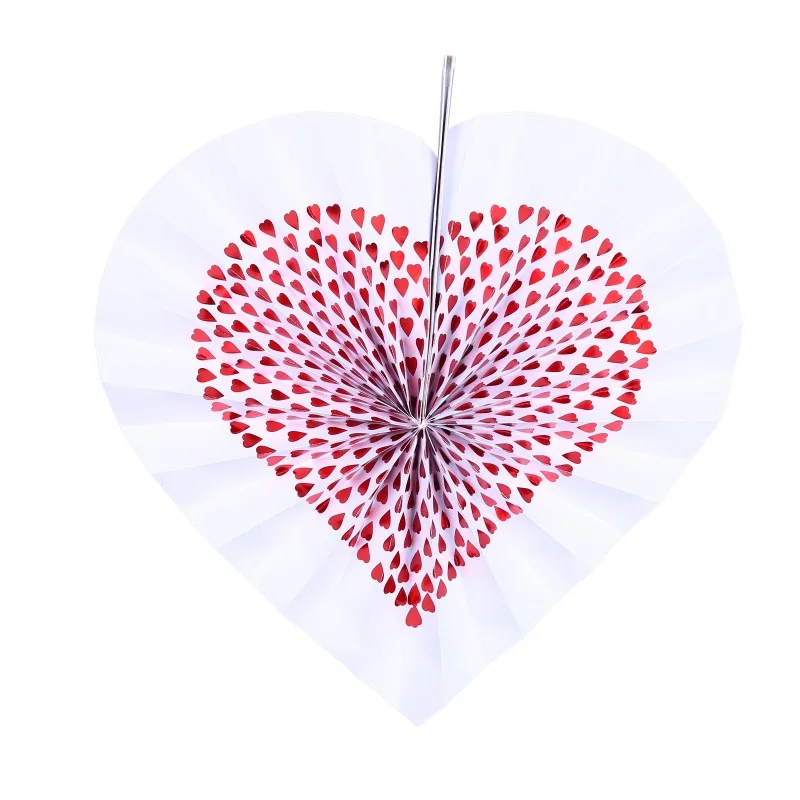 6 шт. романтические подвесные бумажные вентиляторы в форме сердца декоративные