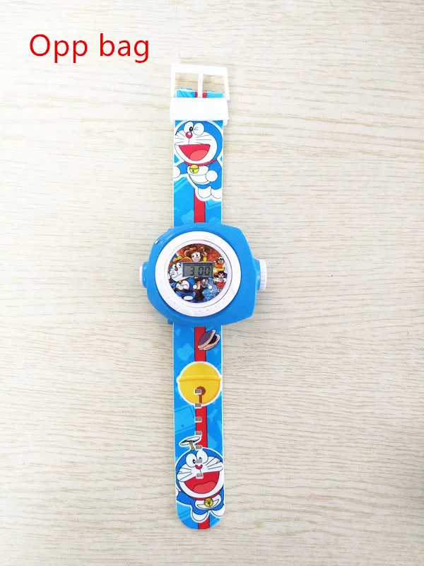 Doraemon 3D мультфильм электронные игрушки для детей Мстители Железный человек игрушка Человек-паук часы Детские проекционные часы детские игрушки подарок на день рождения - Цвет: Doraemon