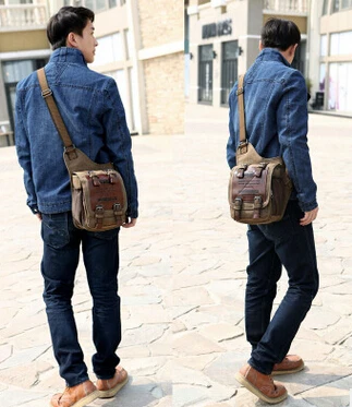 Новая Европейская и американская модная холщовая мужская сумка мессенджер через