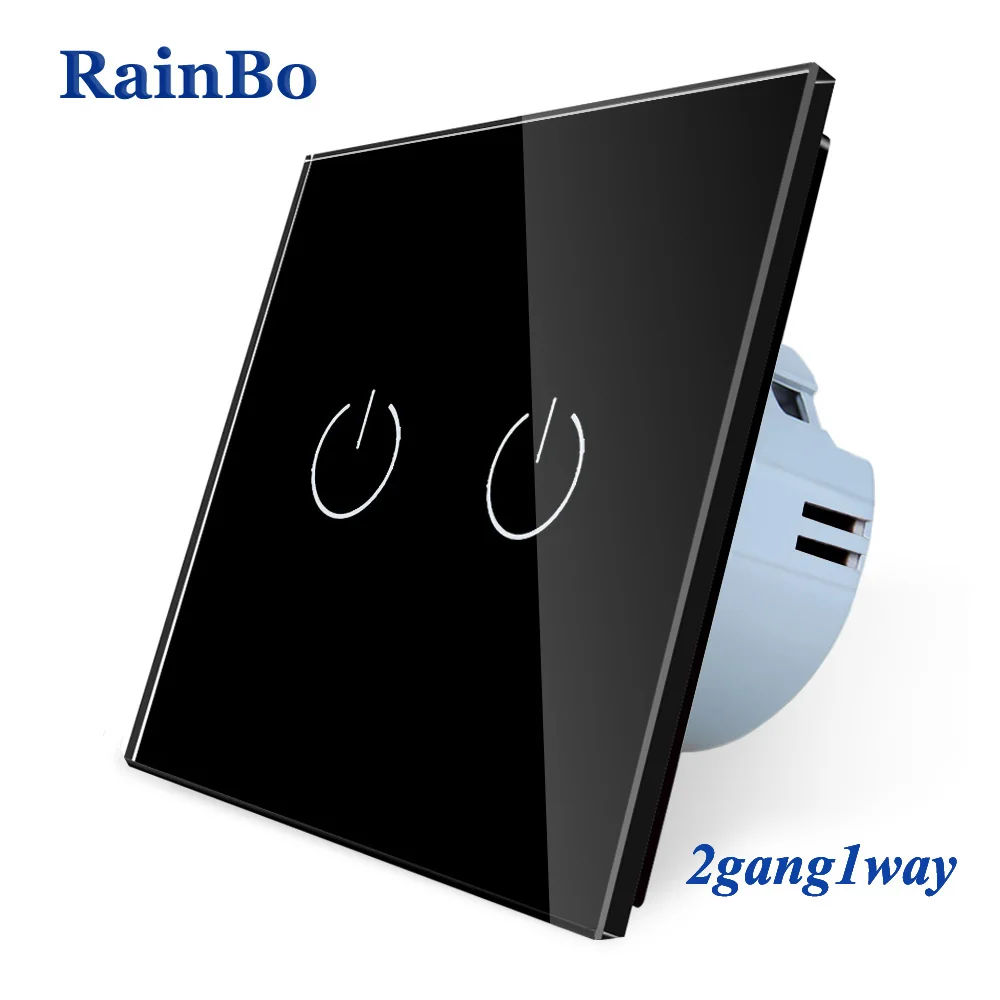 Rainbo Фирменная Новинка Кристалл Стекло Панель стена ЕС Стандартный 110~ 250 В сенсорный выключатель Экран настенный выключатель света 2gang1way A1921CE/B
