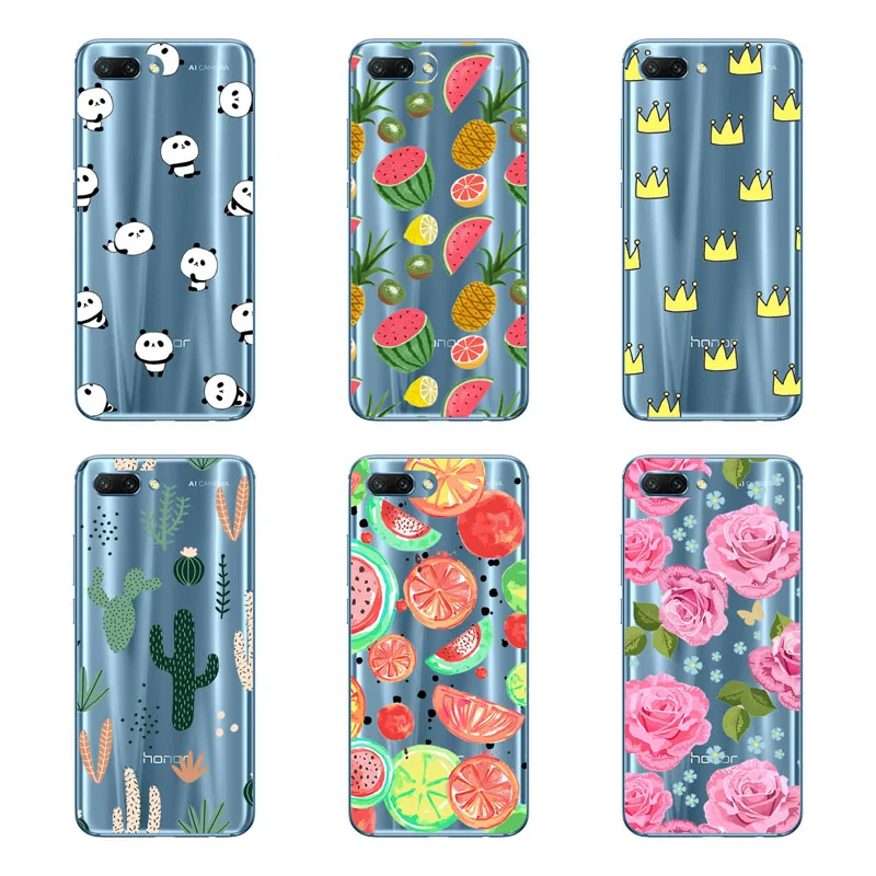 huawei honor 10 Case Silicon Black Painting flower Soft TPU Back Cover for Protect Phone cases shell |