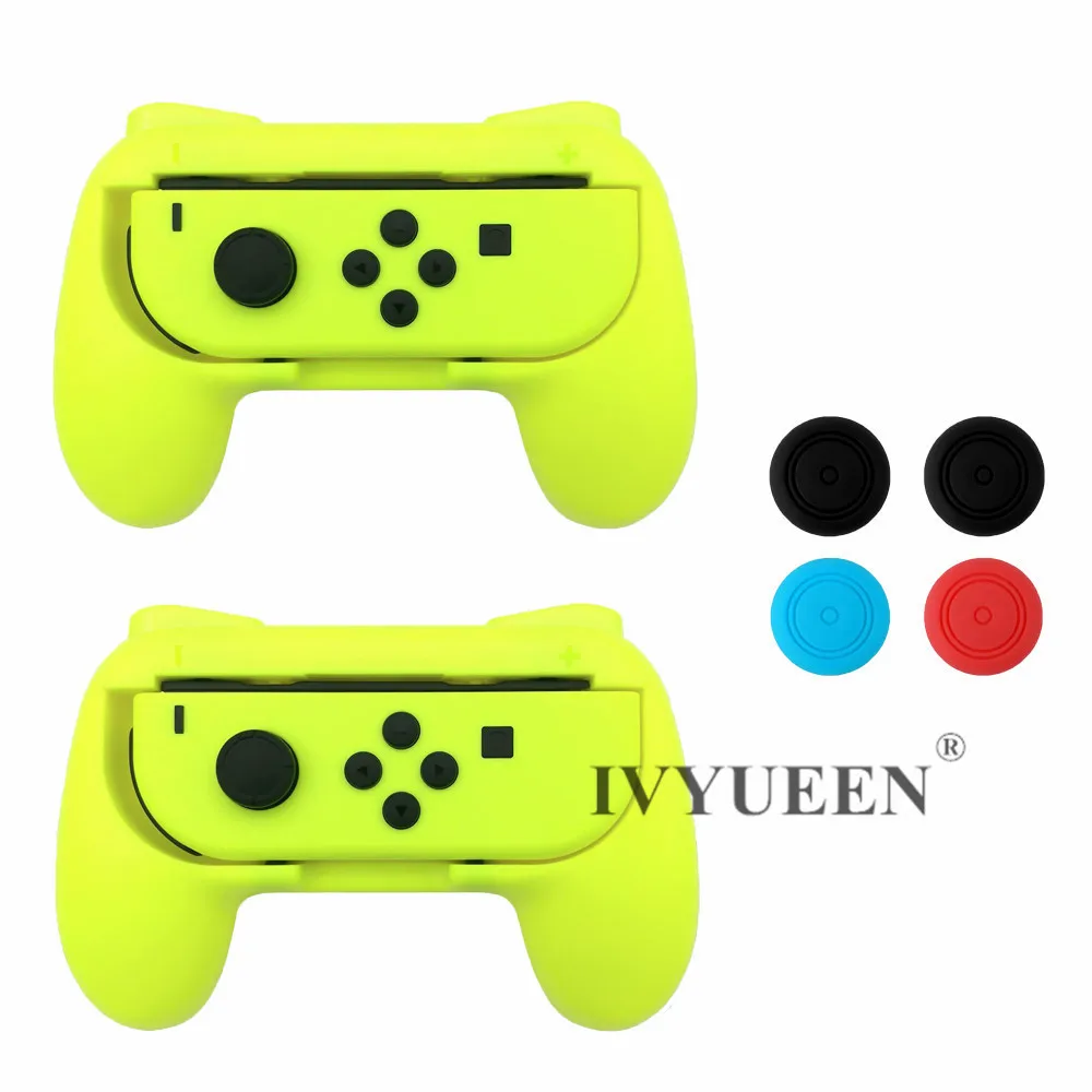 2 Yellow Grips IVYUEEN 2 шт Обновление версии контроллер ручки для пульта Nintendo NS NX Joy-Con консоль Joy Cons держатель-синий/зеленый - Цвет: 2 Yellow Grips