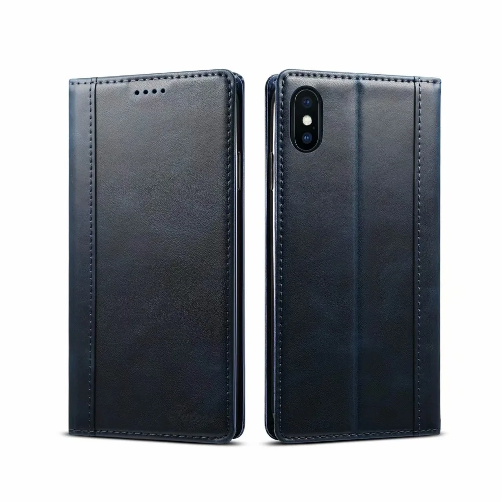 Для iphone x чехол кожаный бумажник корова iphone 8 plus Фолио откидная крышка xs max карты xr Слоты держатель Coque бизнес для мужчин 7plus коричневый