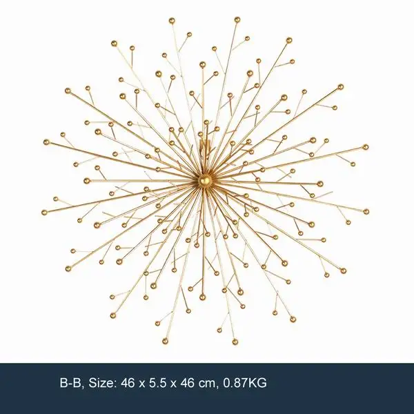 B - B Цвести Аннотация Искусственный Металл Wall Art Home Decor Железный Золотой Стикер Стены Домашнего Декора Комнаты - Цвет: B - B