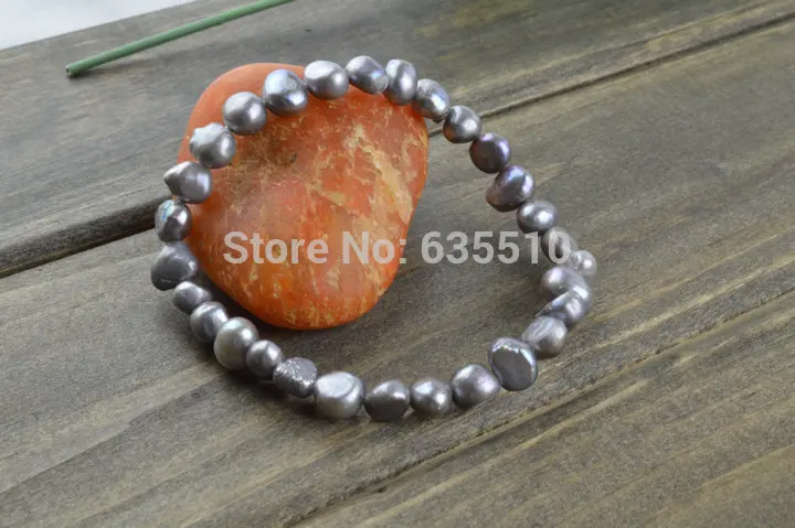 Серебристо серый цвет пресноводные жемчужные бусины в стиле барокко тянущиеся