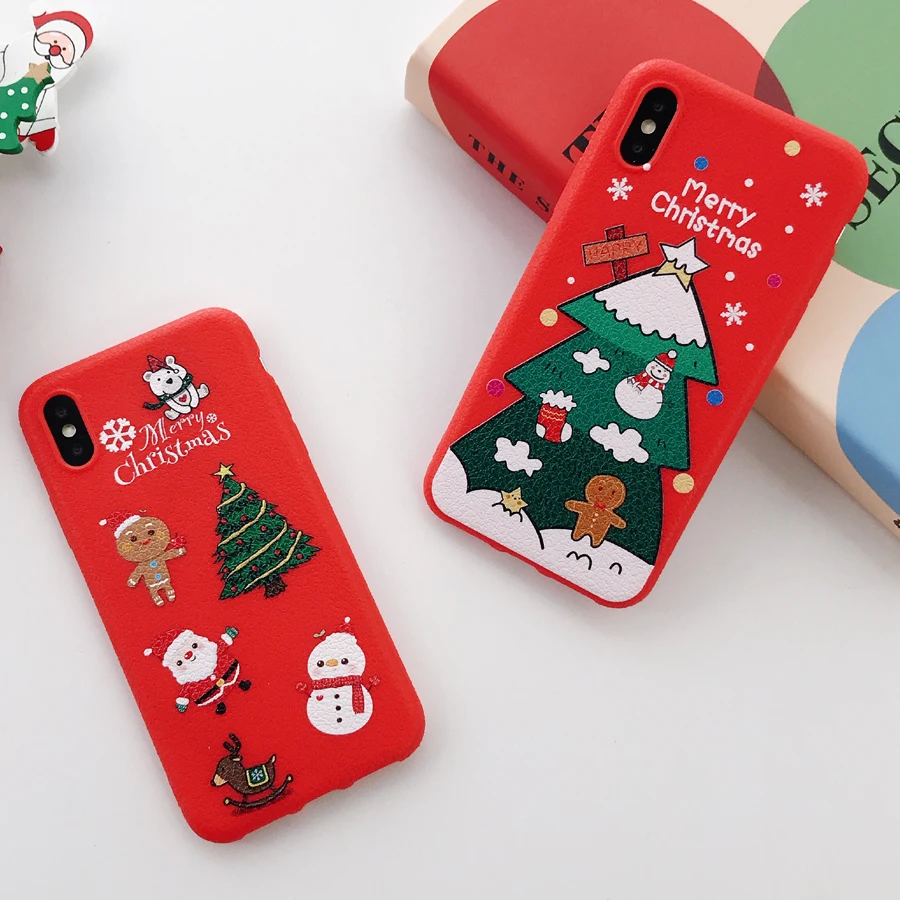 Чехол для телефона с изображением рождественской елки iPhone XS Max X XR чехлы Санта