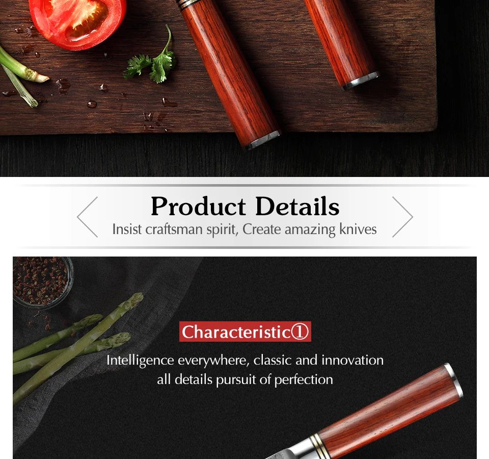 XINZUO 3 PCS Professional Kitchen Knife Set Japanese VG10 Damascus Steel Kitchen Cutlery Sharp Santoku Utility Chef's Knives