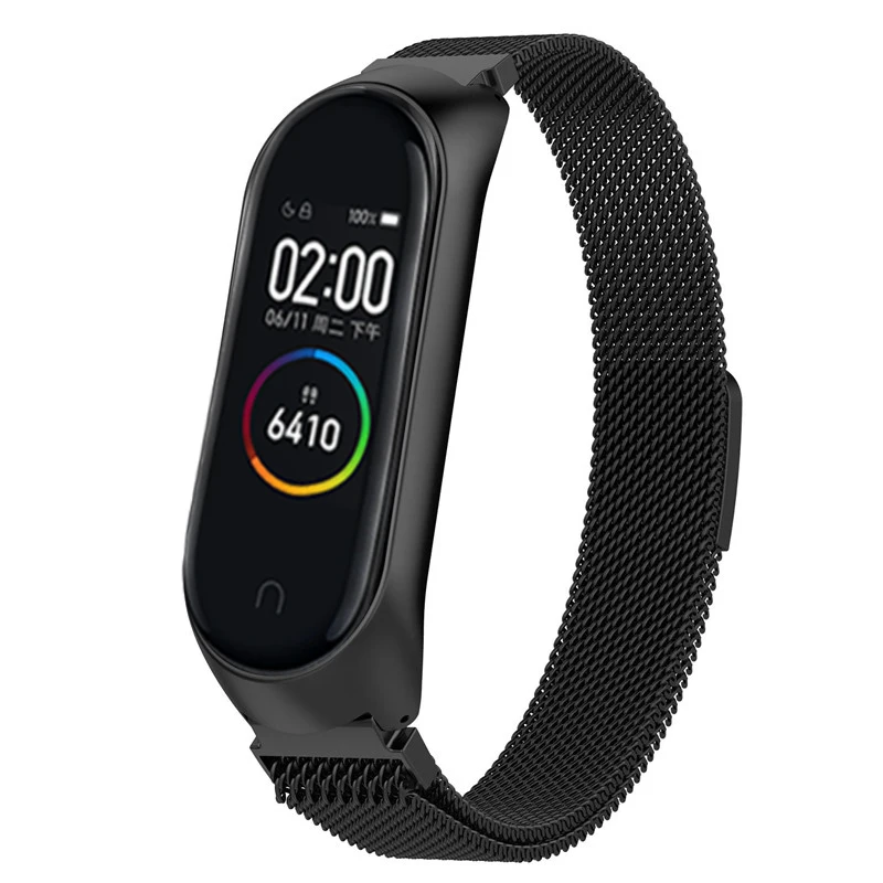 Браслет для Xiaomi Mi Band 3 4 металлический ремешок миланских часов из нержавеющей