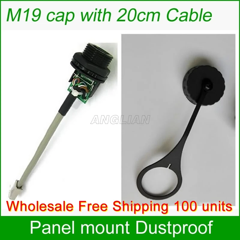 Günstig Kostenloser Versand Großhandel 100 Einheiten M19 RJ45 Panel Mount-anschluss Gigabit Ethernet Adapter Mit 20 Cm LAN Kabel Wasserdichte IP67