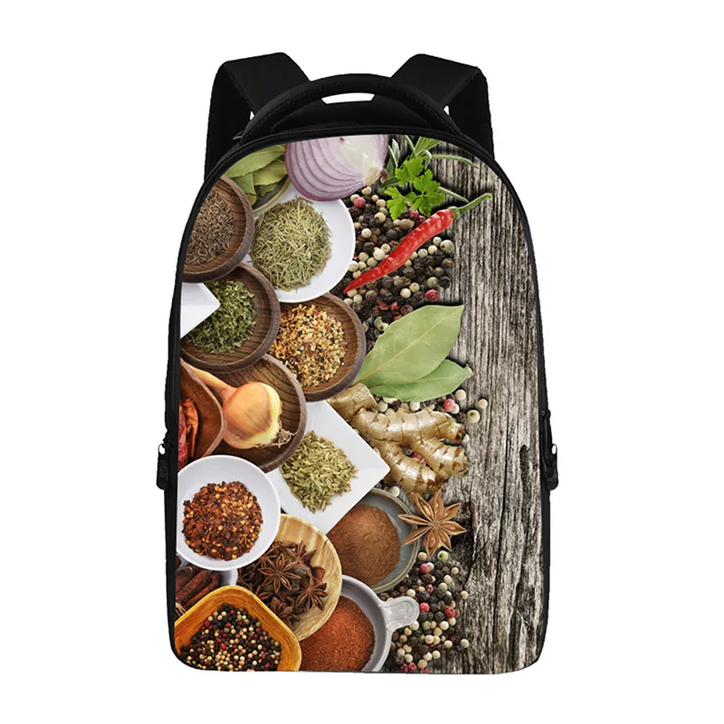 Рюкзаки для подростков с принтом еды и специй модные школьные ранцы начальной