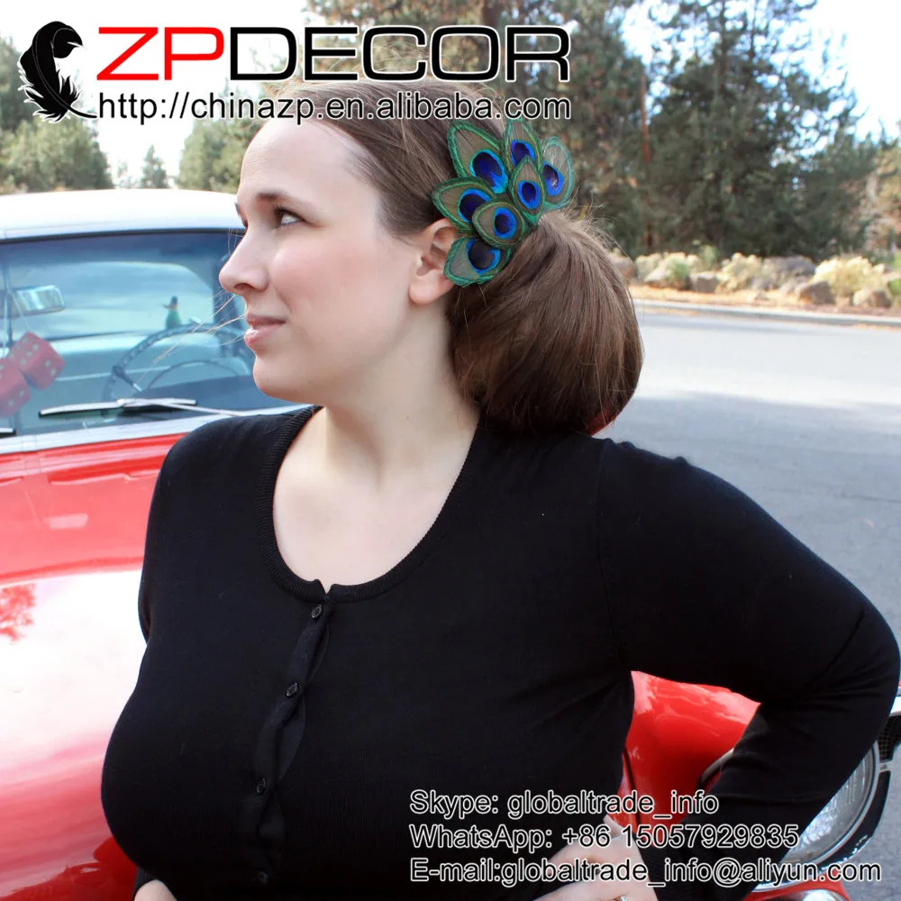 

ZPDECOR Beautiful Unique Natural Peacock Feather Clip Factory Direct Sale
