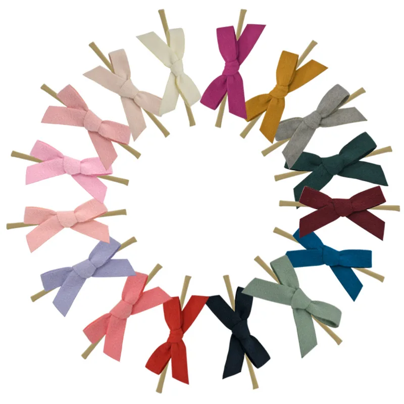 Top Sale 36pc/lot New 3.2&quot Felt Bows Nylon Headbands For Girls Hair Accessories Baby Buotique Fabric Barrettes Hairgrips | Аксессуары