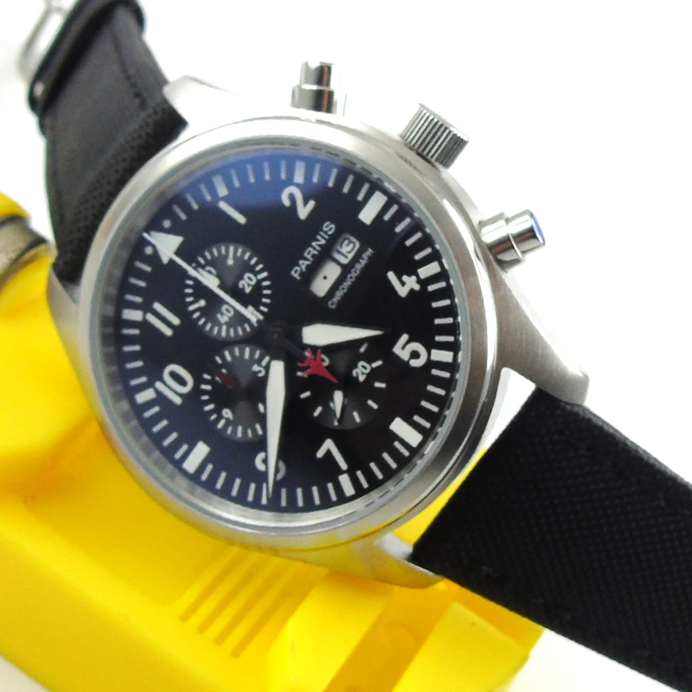 Мужские спортивные часы Parnis кварцевые с черным циферблатом 42 мм|dial|dial watch |