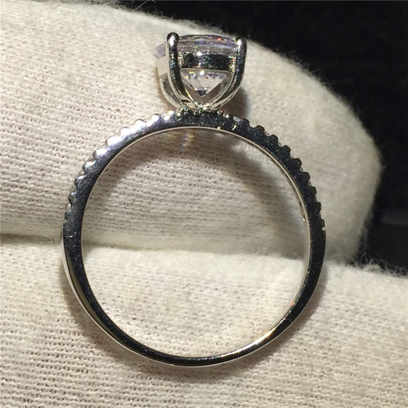 Ювелирные изделия с камнем солитером 100% цельное кольцо из стерлингового серебра