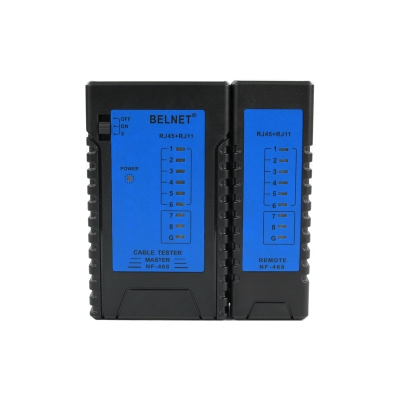 BELNET RJ45 8P8C network cable tester RJ11 6P4C 2C telephone line detection Clear Indicator light Ergonomic anti skid design|network tester|cable