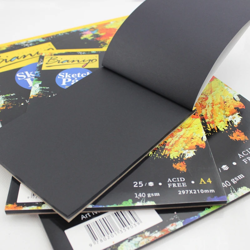 Блокнот для рисования Bianyo А4 А5 черный картонный Дневник листов|sketch book|notebook notepadbooks