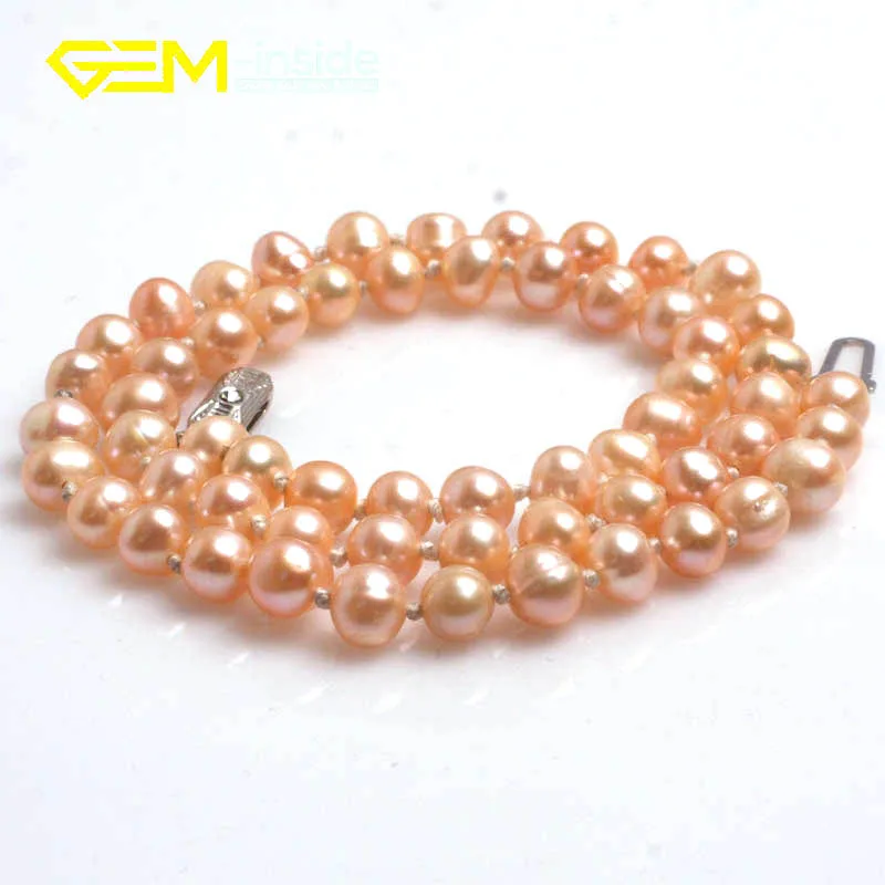

2017 Fashion7-8mm Pearl Necklace Natural Freshwater Pearl Necklace Jewelry For Women Best Gift Party Free shipping Gem-insinde