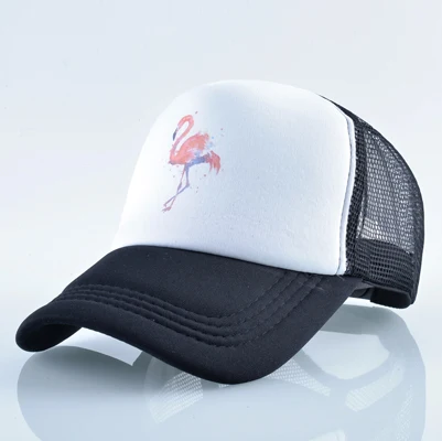 Black Летняя Бейсболка Женщины Дышащая бейсболки Snapback Хип-Хоп кепка Печати Фламинго кепки Мужчины Открытый Повседневная Пара козырек - Цвет: Black