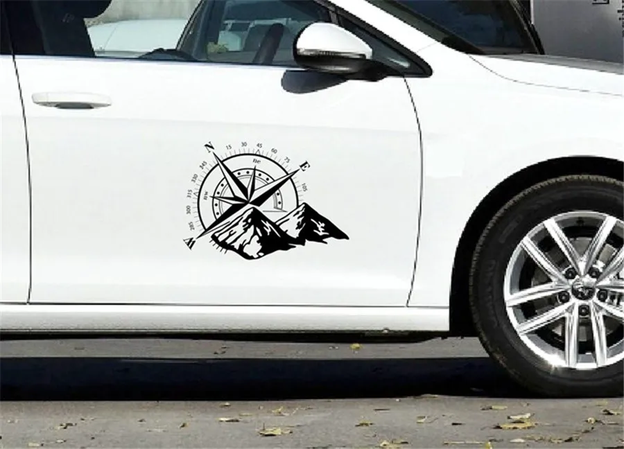Черная Виниловая Автомобильная наклейка с компасом для внедорожника снега