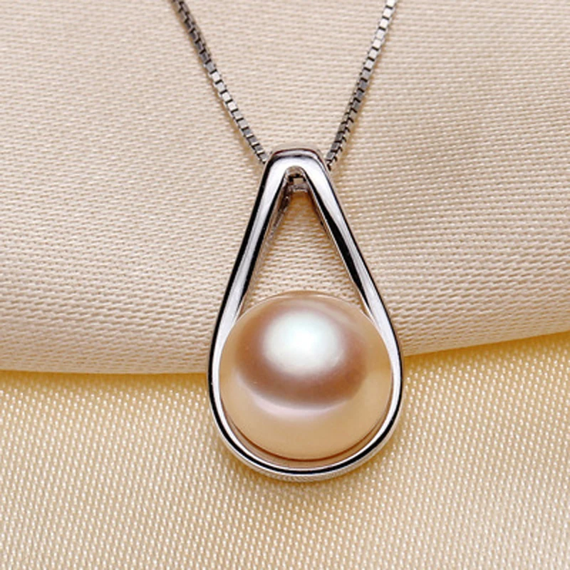 pink pearl pendant Цена, подвески из пресноводного Черного Жемчуга, ожерелье из натурального жемчуга, 925 пробы Серебряная цепочка, модное ювелирное изделие - Цвет камня: pink pearl pendant