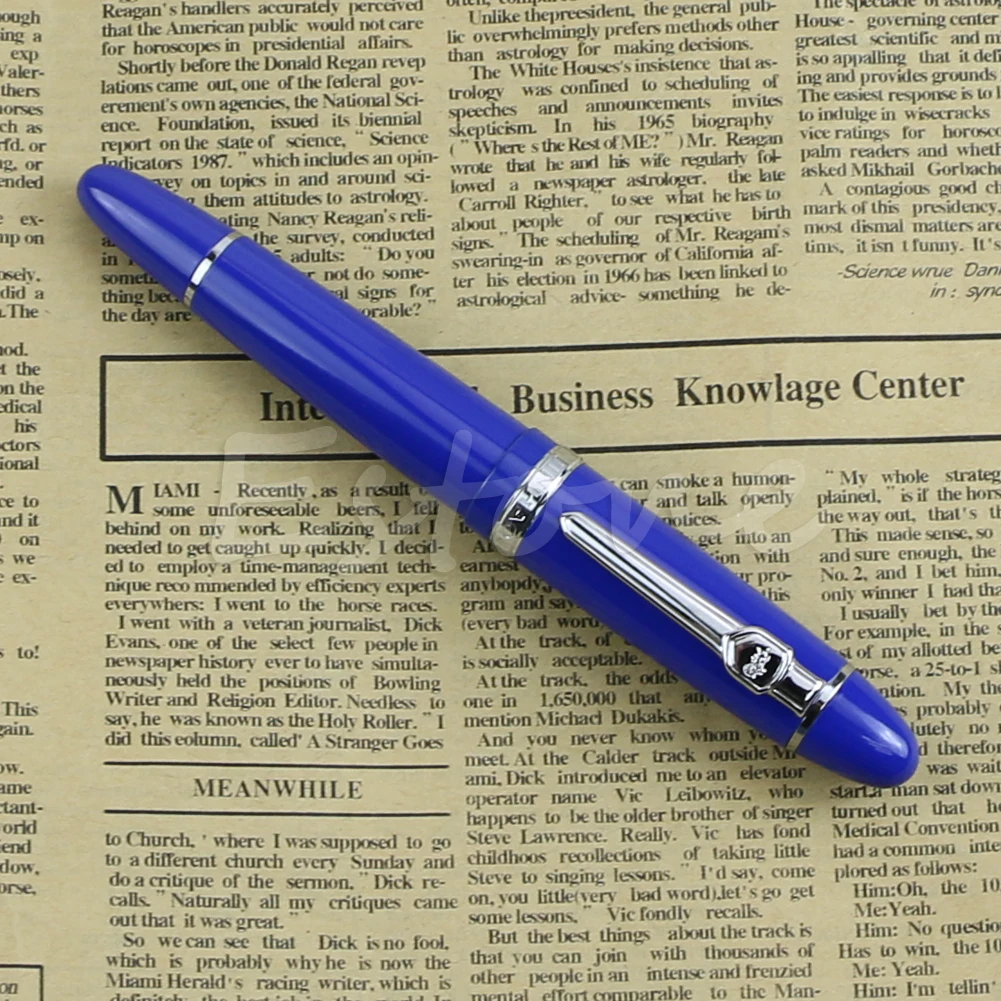 Популярная Роскошная стальная перьевая ручка Jinhao 159 с синим и серебряным