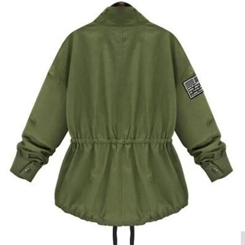 

Nice New Women Jacket Military Green Jacket Women Basic Coats Casual Fashion Waistband Zipper