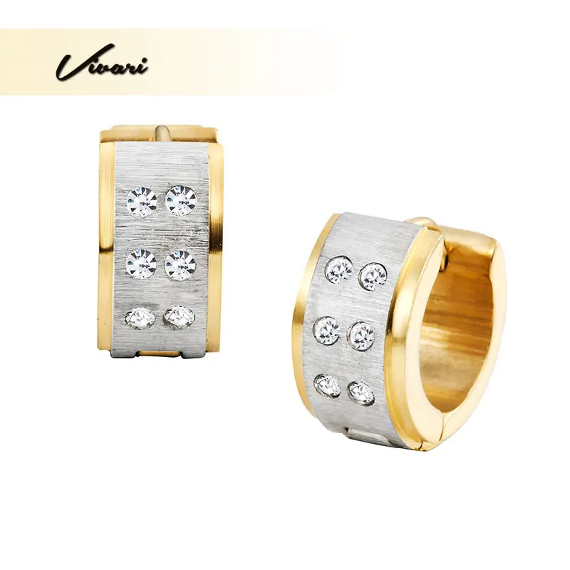 Повседневные женские серьги Vivari 2017 из матовой нержавеющей стали с золотым и