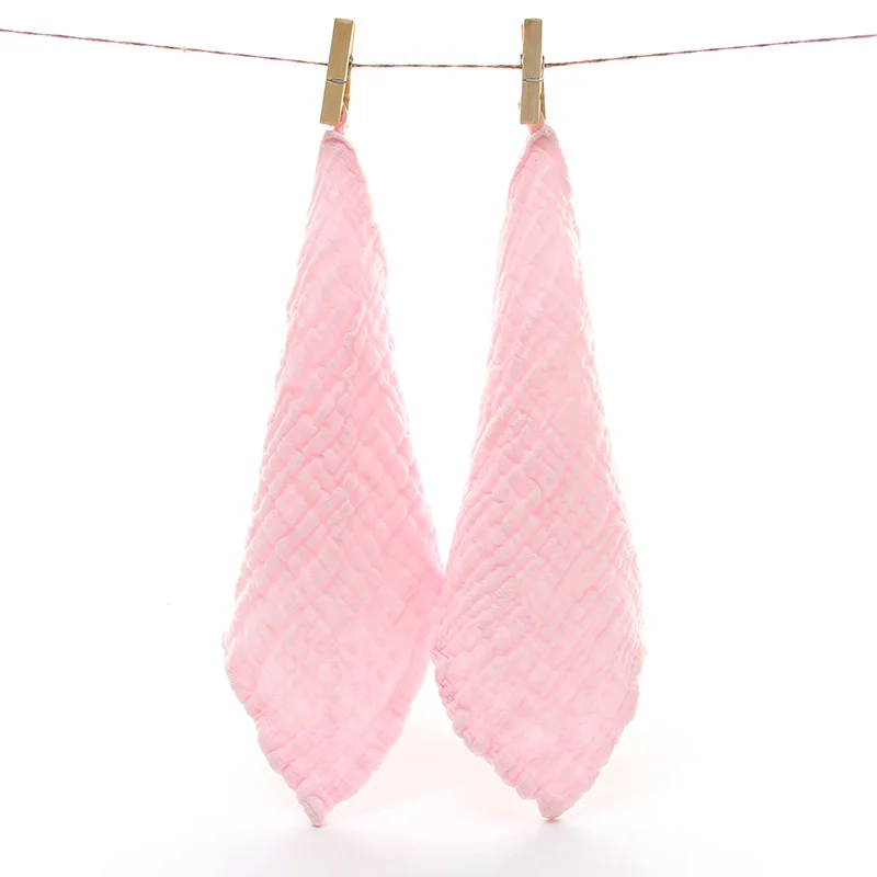 Pink Сплошной цвет 10 шт./лот мягкий мытый носовой платок из органзы полотенце новорожденный детское полотенце для лица хлопок муслин квадратное полотенце - Цвет: Pink