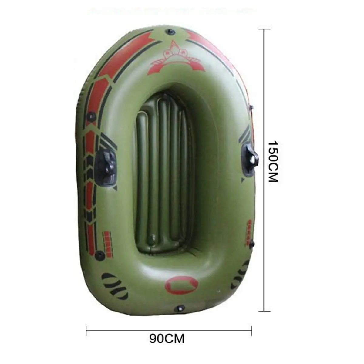 190*120cm 2-Person Green Kayak PVC Inflatable Boat Rubber Inflatable Boat Oars Air Pump Rope Set