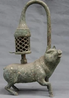 song voge gem s0114 folk collect old bronze silver gilt feng shui fortune pig palace lantern statue