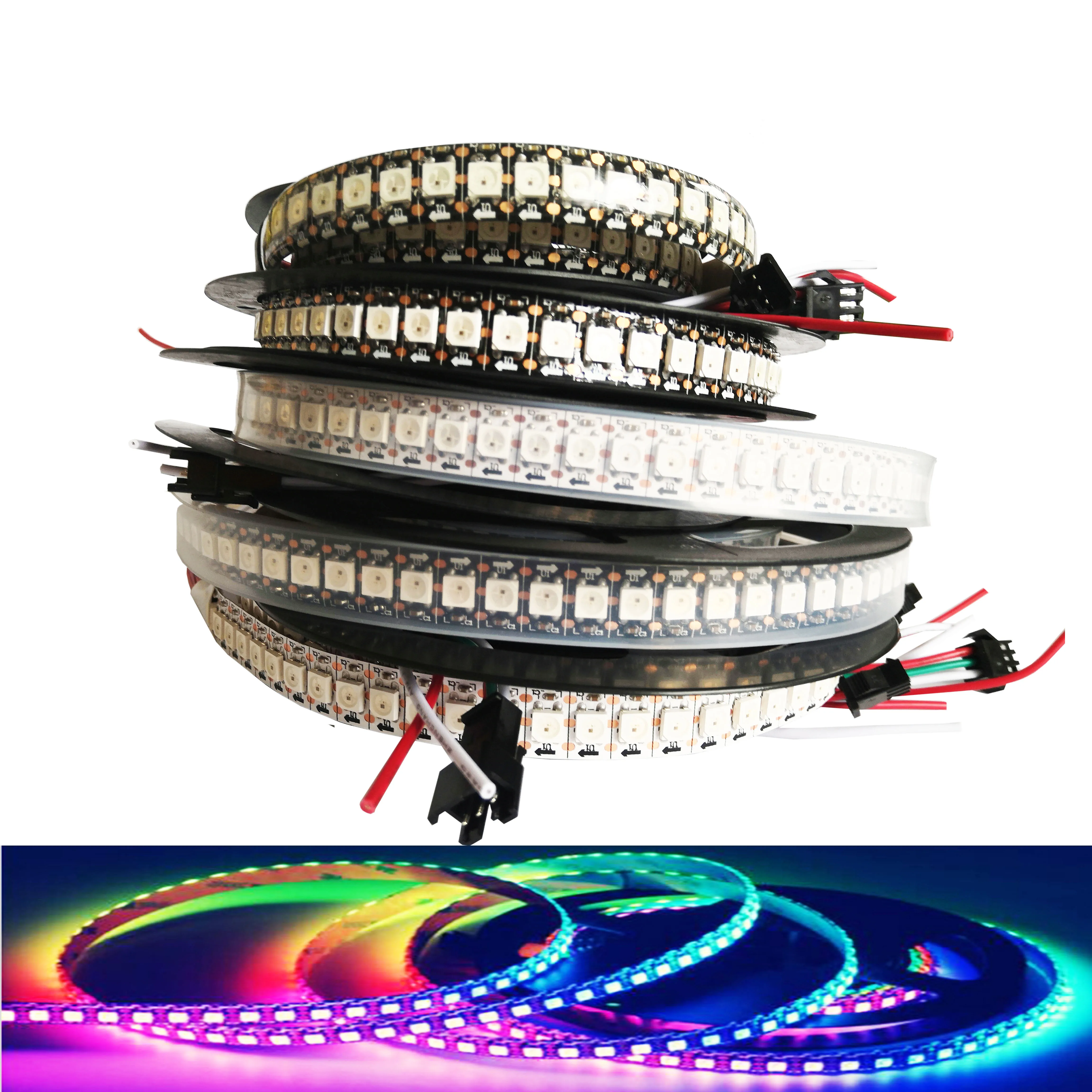 WS2812 WS2812B Адресуемая RGB Светодиодная лента Водонепроницаемая 1 м 144 пикселей/светодиодов/м для украшения дома и Рождества