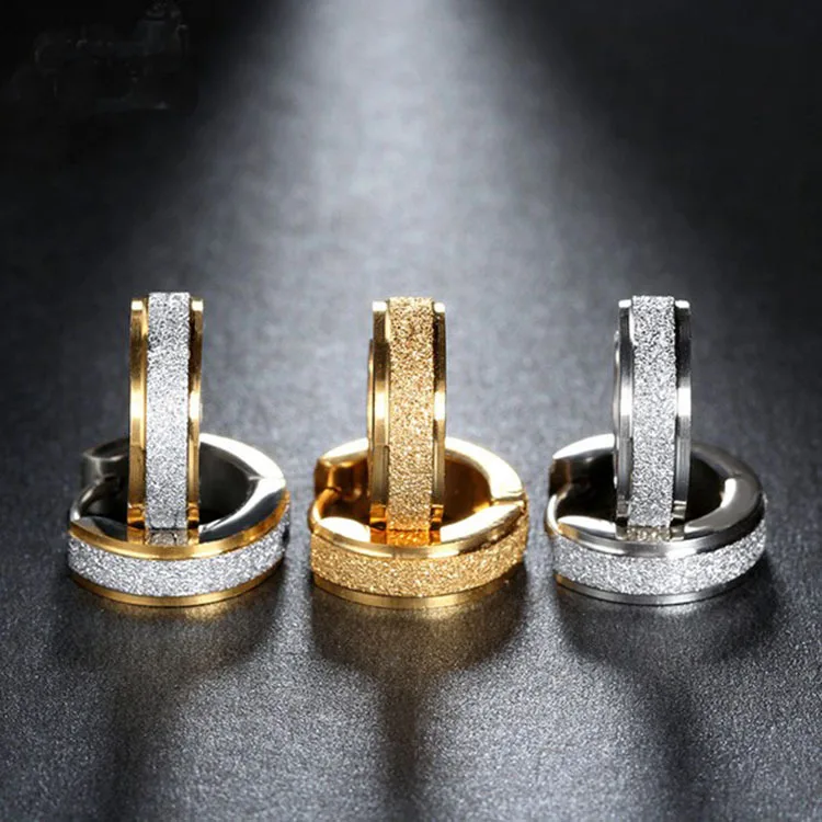 Fashion Silver Color Grind Arenaceous Frosted Earrings for Women Girls Modern Stainless Steel Hoop Earring Jewelry 2019 | Украшения и