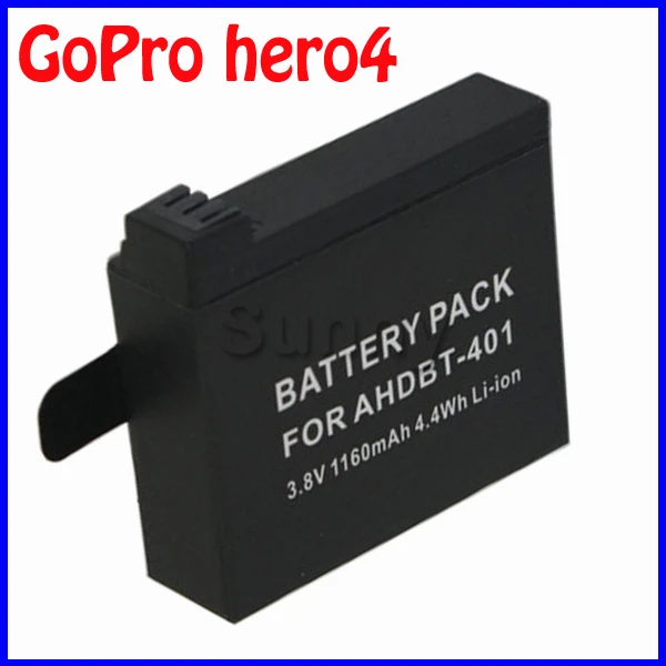 Аккумулятор для Go Pro HERO 4 черный серебристый GO-PRO HERO4 и AHDBT-401 AHDBT 401 AHDBT401 1160 мАч 3 8 в |