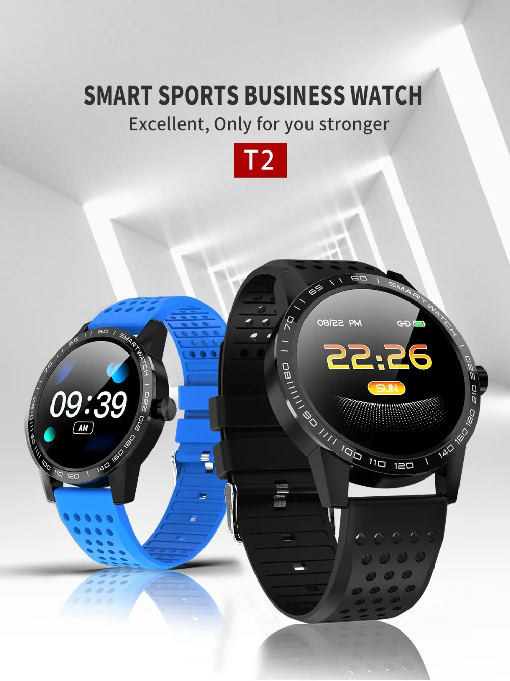 T2C Смарт-часы Для мужчин Водонепроницаемый сердечного ритма крови Давление