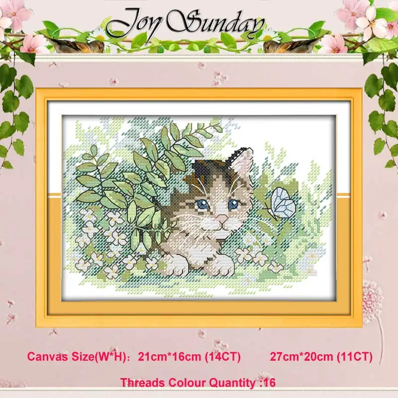 Cat and butterfly Жадный кот котенок nimals Счетный 11CT 14CT Набор для вышивания крестиком DIY DMC Китайский Набор для вышивания крестиком вышивка рукоделие домашний декор - Цвет: Cat and butterfly