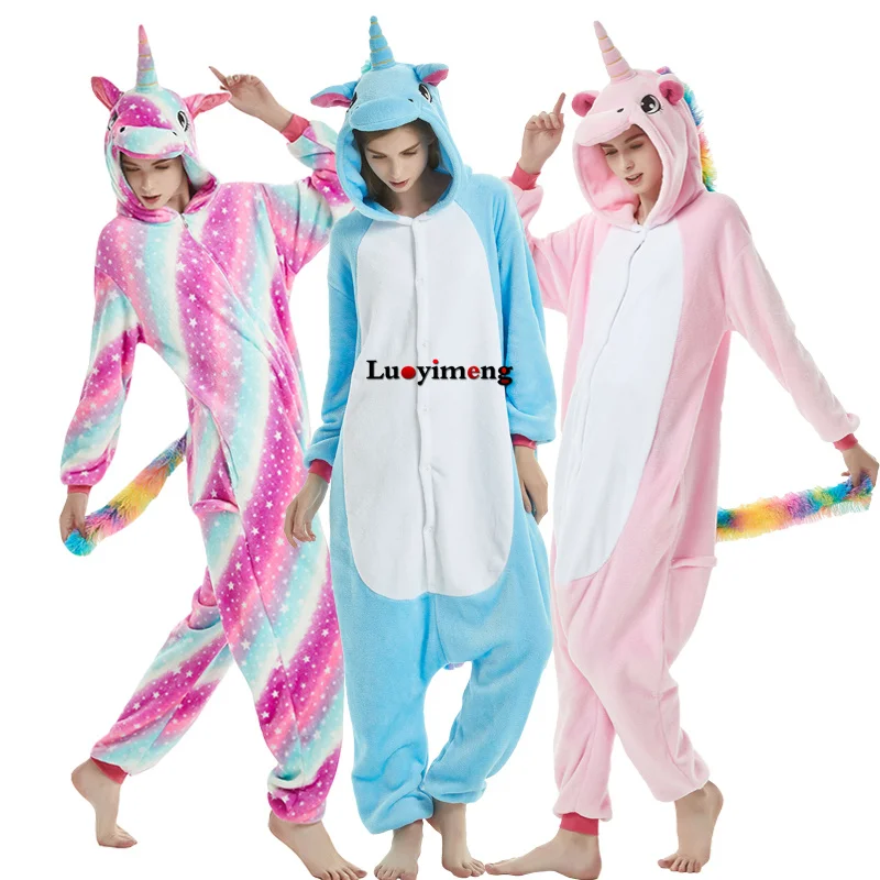 Кигуруми пижамы для женщин и взрослых зимний фланелевый комбинезон косплея