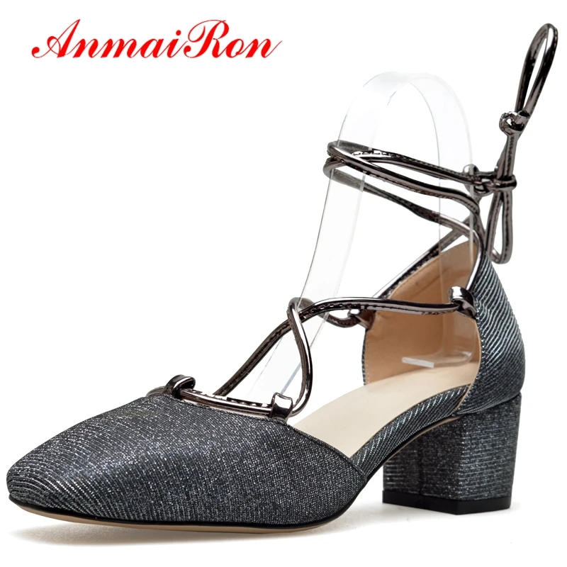 

ANMAIRON Mary Janes Med (3cm-5cm) Square Heel Women Pumps Zapatos De Mujer 2018 Fashion Women Shoes Big Size 34-43 LY363