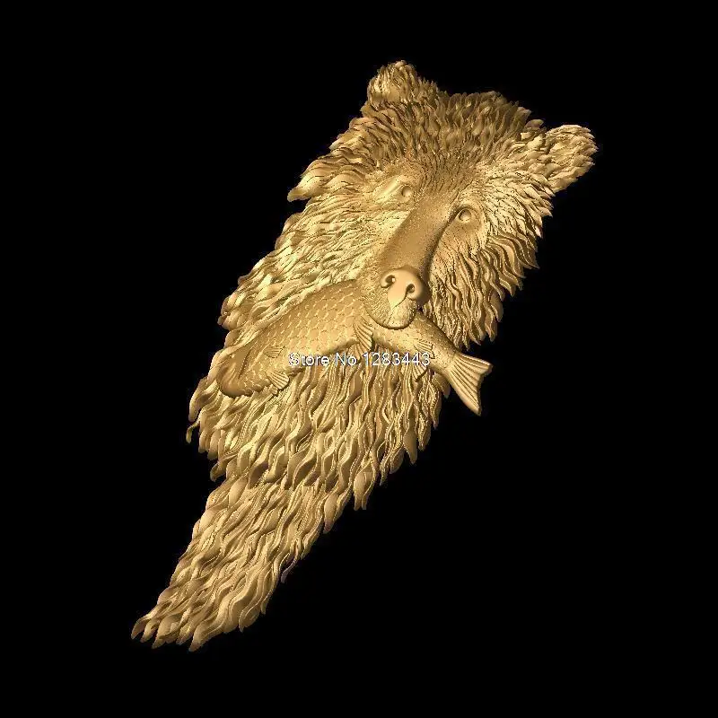 Медведь-рыба 3D модель STL рельеф для cnc формат мебели медведь-рыба украшения |