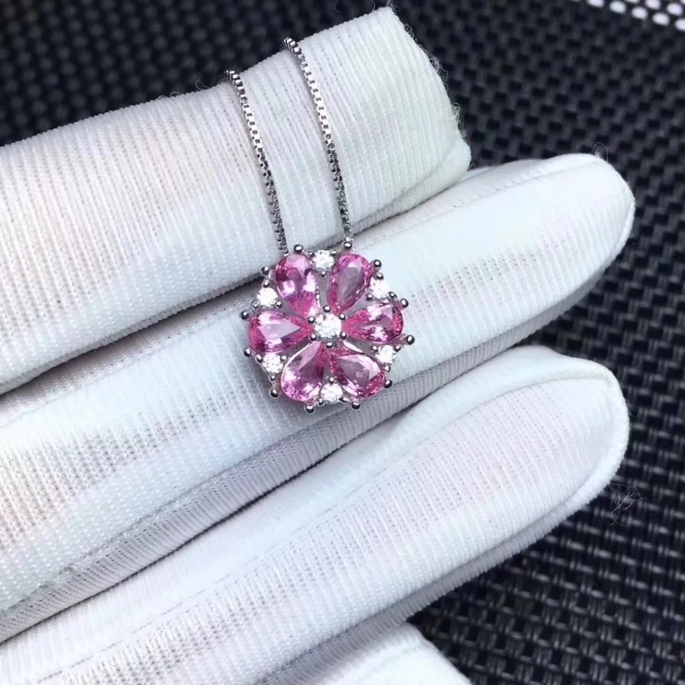 Женский кулон из серебра 925 пробы с розовым сапфиром вечерние Х5 мм | Украшения и
