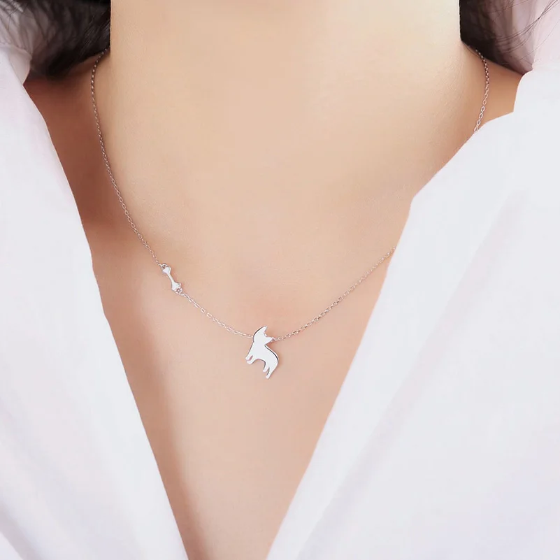 Cute Animal Dog 925 Sterling Silver Pendant Necklaces For Women Girls 2018 New Arrival Fashion Party Fine Jewelry TWED241 | Украшения и