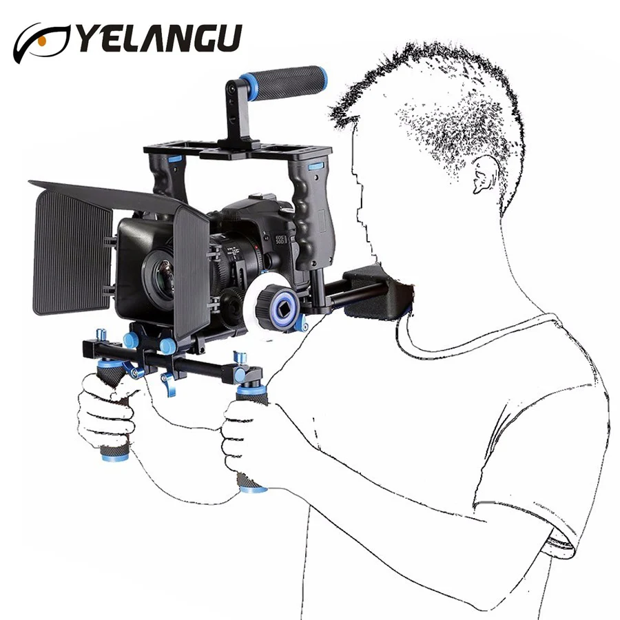 YYELANGU DSLR Rig Kit наплечное крепление + Матовая коробка последующий фокус Dslr клетка