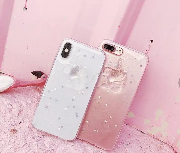 Wixcen корейский 3D чехол для телефона с блестками Iphone 8 прозрачный из ТПУ и животными