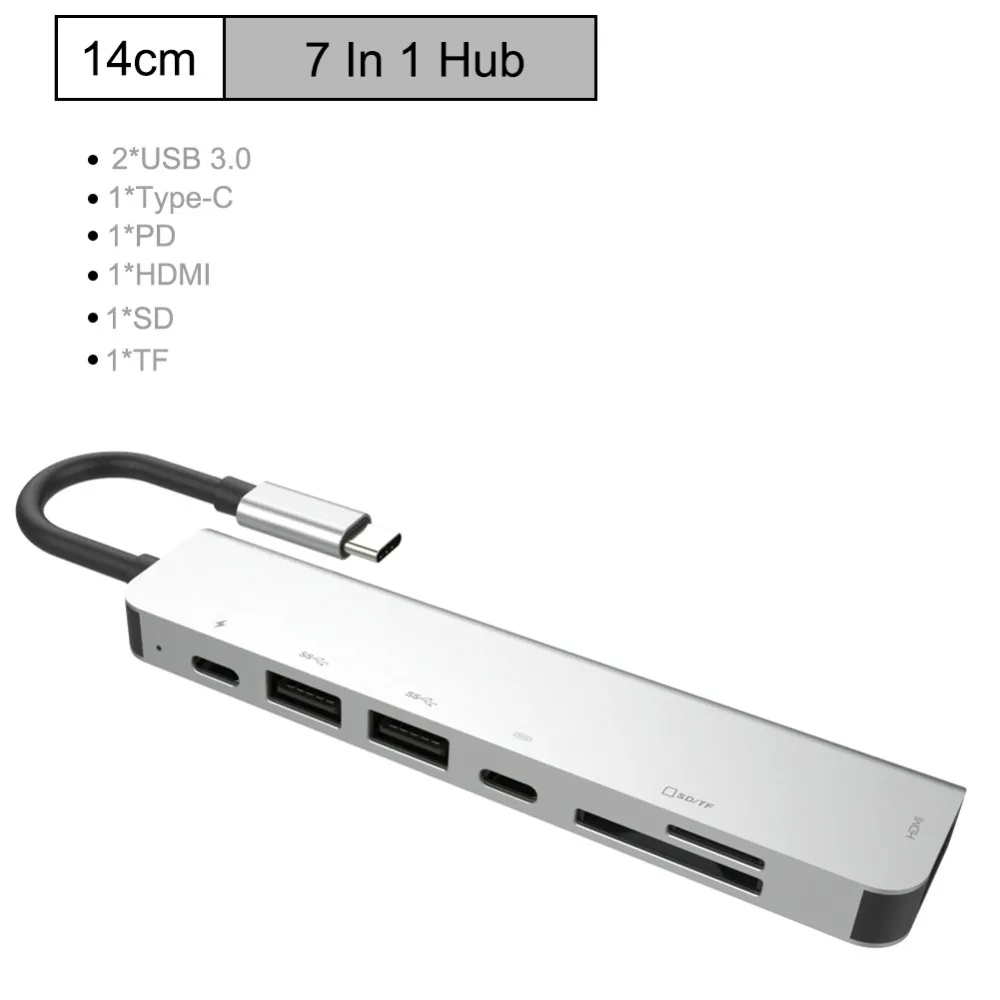 USB C концентратор 9 в 1 USB C адаптер концентратор для Ethernet HDMI концентратор данных/PD Зарядка 3 Usb 3,0 SD/TF кард-ридер/3,5 мм аудио 1 шт