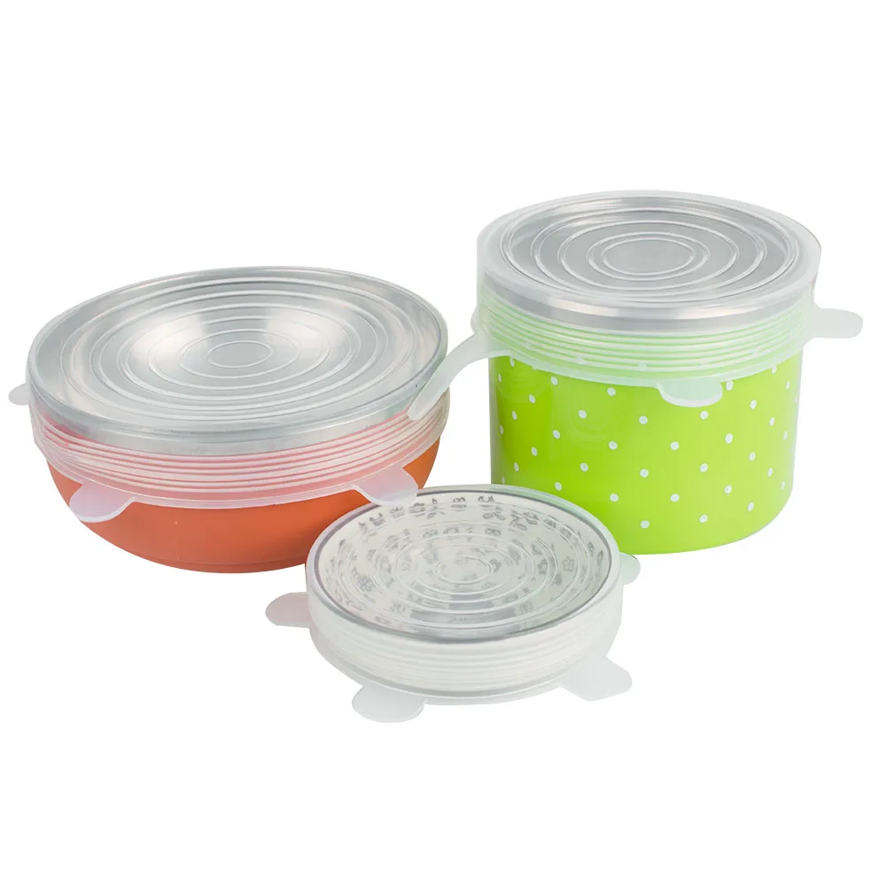 6 шт./компл. силиконовые для хранения пищевых продуктов растягивающиеся крышки