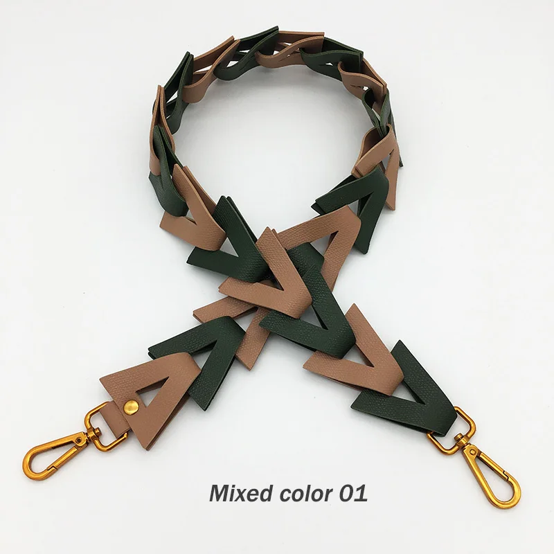 Mixed color 01 Дамский сменный кожаный ремешок для сумки через плечо, аксессуары для сумок, ремешки на плечо для сумок, разноцветный длинный ремень ручной вязки - Цвет: Mixed color 01