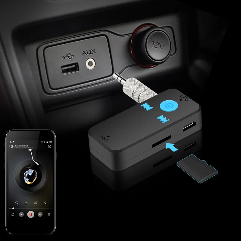 3 в 1 5 мм Jack с разъемом подачи внешнего сигнала AUX MP3 музыкальный Bluetooth ресивер