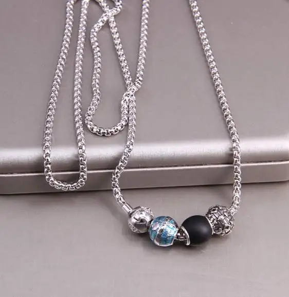 Томас зигзаг и обсидиан бисера Цепочки ожерелья Fit карма бисер Европейский Rebel Heart