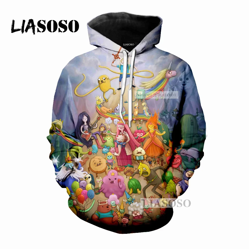 LIASOSO 2018 Новые забавные Приключения Время Финн Джейк 3D принт для женщин и мужчин